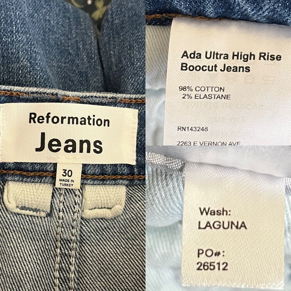 Reformation Women Size 30 Ada Ultra High Rise Bootcut Button Fly Jeans Casual - Picture 3 of 10